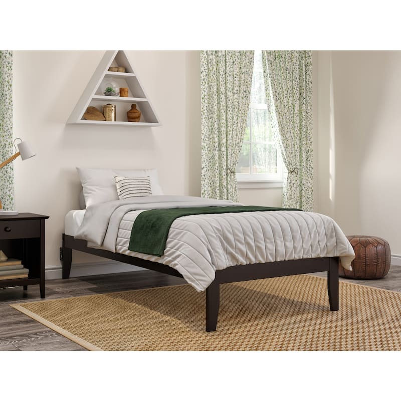 Twin XL Bed Espresso Finish - HomeStock Renaissance Romance Platform Bed Frame