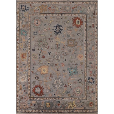 Floral Oushak Indian Area Rug Handmade Wool Carpet - 7'8"x 9'10"