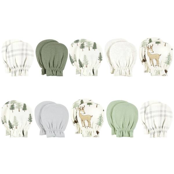 slide 1 of 1, Hudson Baby Cotton Scratch Mittens, Forest Animals, 0-6 Months - Forest Animals 0-6 Months - Forest Animals