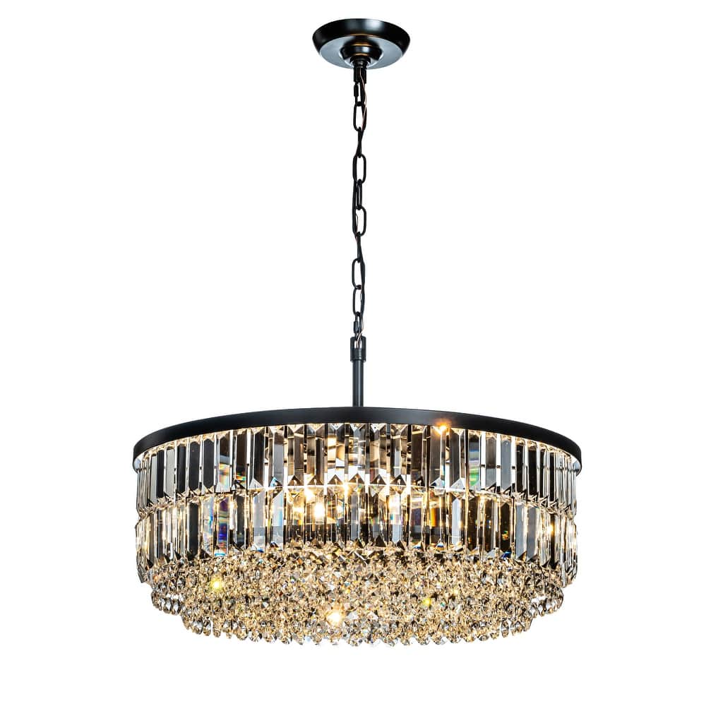 Modern Glam Gold Round Crystal Chandelier