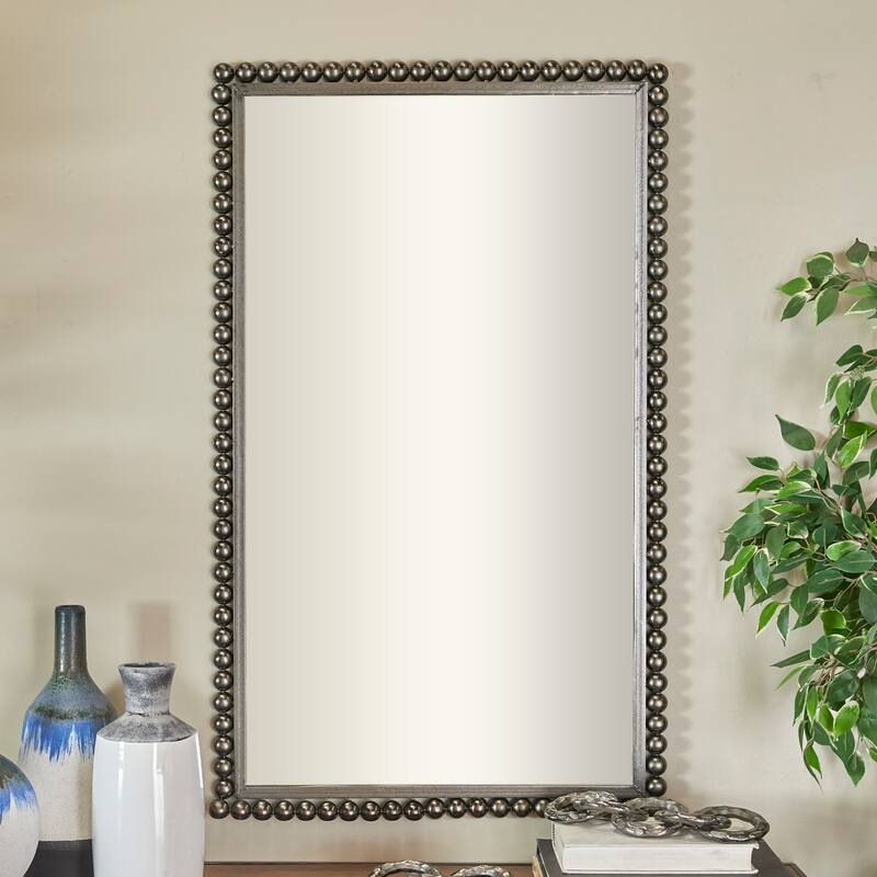 Metal Wall Mirror with Beaded Detailing - Gold or Black - CosmoLiving by Cosmopolitan