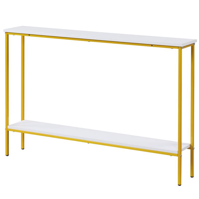 44 Inch Modern 2-Tier Console Table with Lower Storage Shelf for Entryway Living Room or Hallway - 44"L x 8"W x 30.5"H