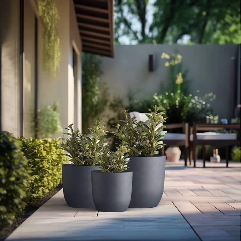 Tall Concrete Round Plant Pots / Large Indoor and Outdoor flower Planters
