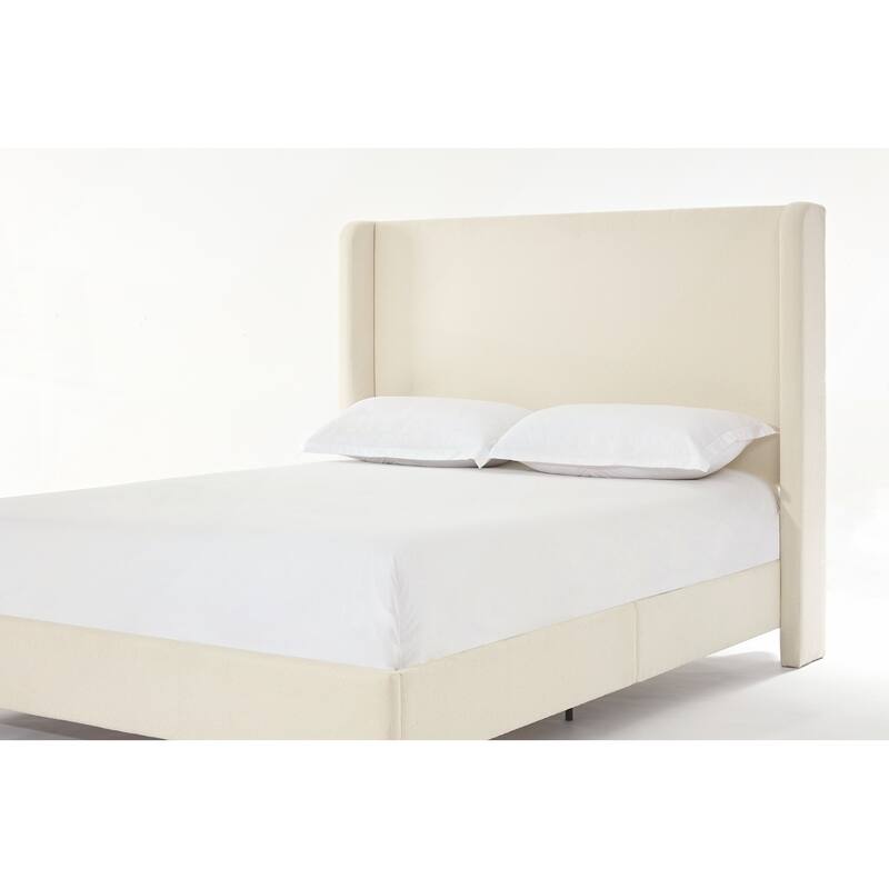 Elegant Upholstered Bed with Wingbacks and No Box Spring for Relaxing