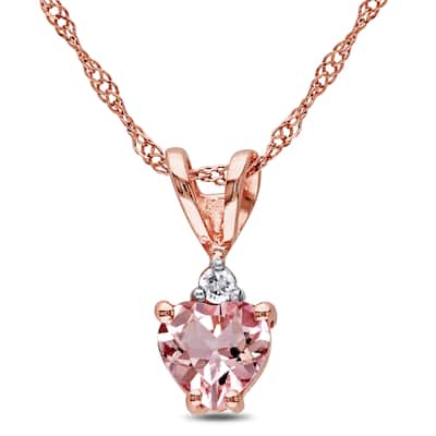 Miadora 10k Rose Gold Heart-cut Morganite and Diamond Accent Necklace - Pink