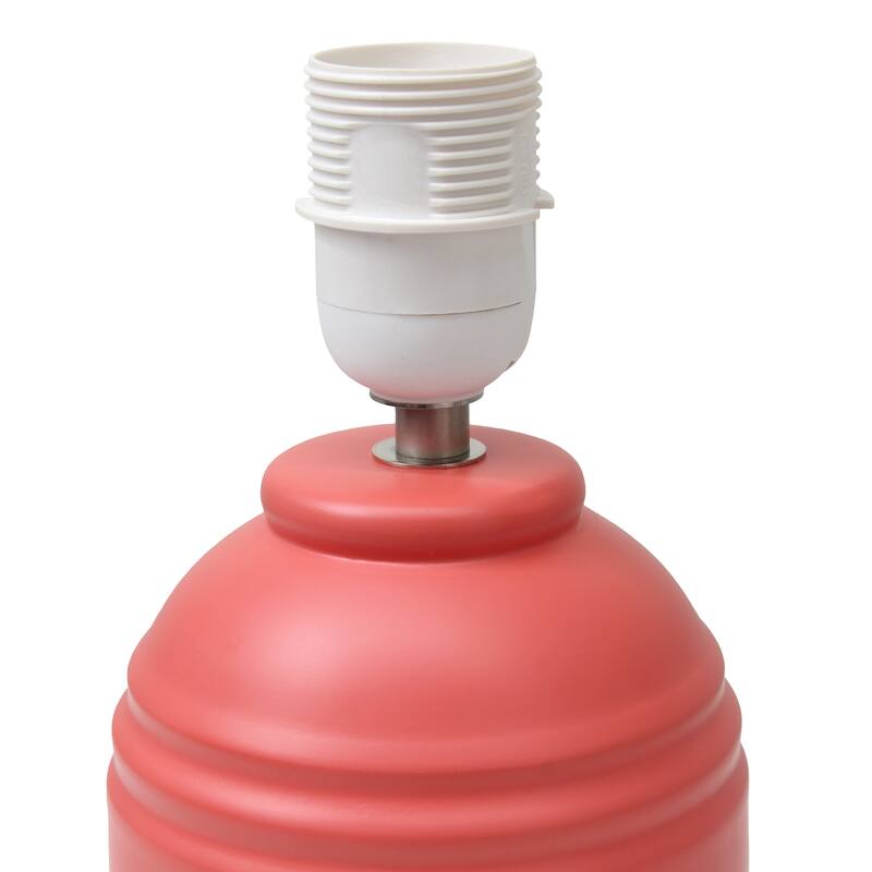 Ceramic Mini Jar Table Lamp with Fabric Drum Shade for Bedroom, Living Room - 6 x 6 x 13 in. (L x W x H)