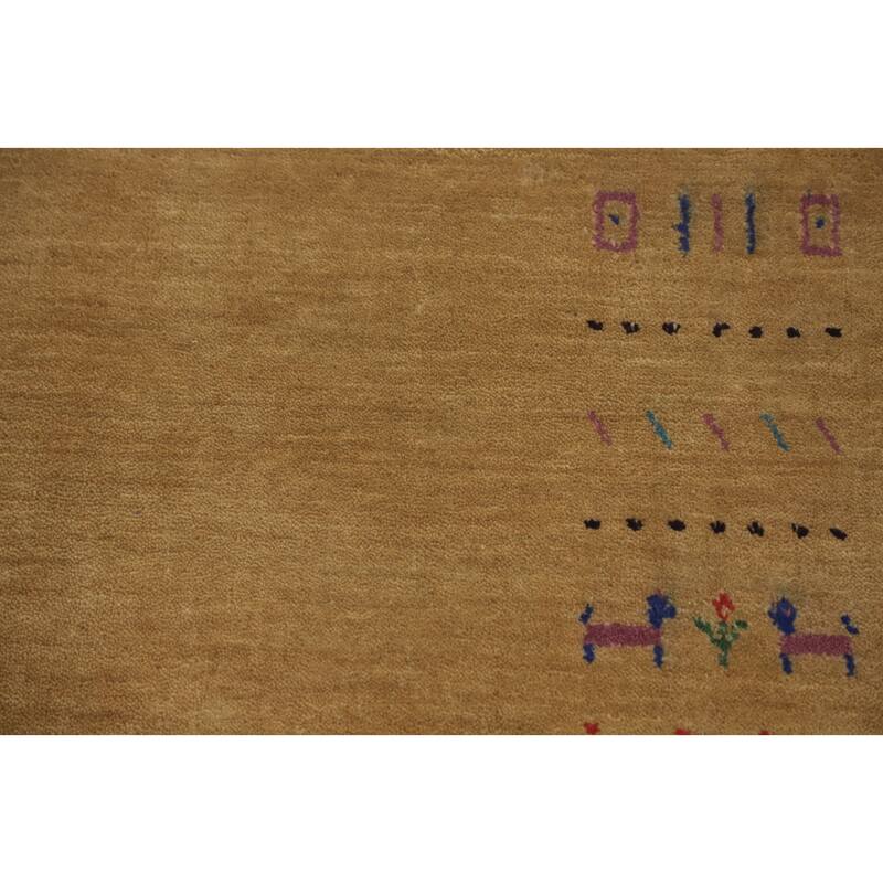 Hand Knotted Oriental 100% Wool Carpet Tribal Animal Pictorial Oranges & Rust Gabbeh Area Rug - 7' 9'' X 5' 0''