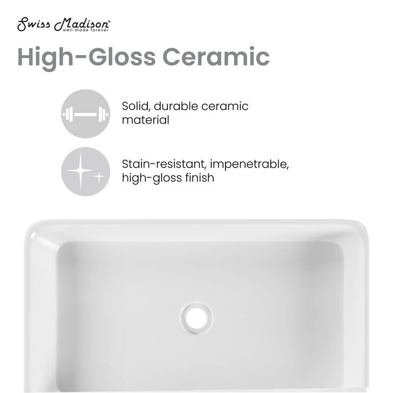 Adour 25'' Vessel Sink In White - 26.57" x 14.96" x 4.72"