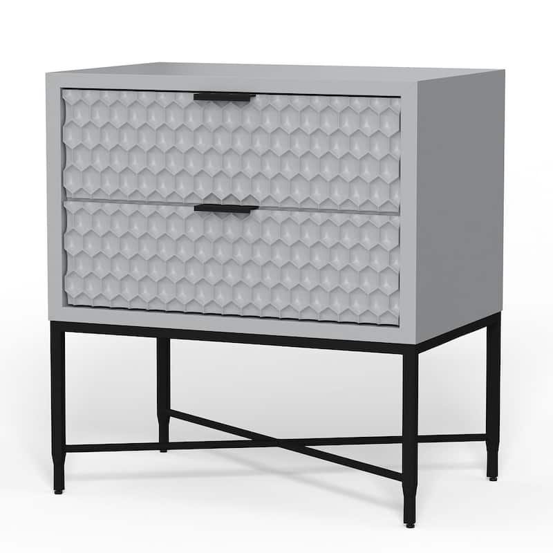 Origins by Alpine Milo 2 Drawer Nightstand in Light Slate Grey