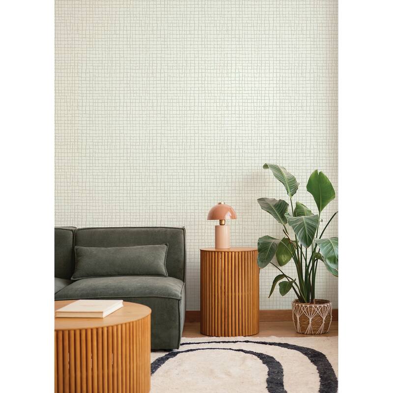 A-Street Prints Albin Beige Gridline Wallpaper
