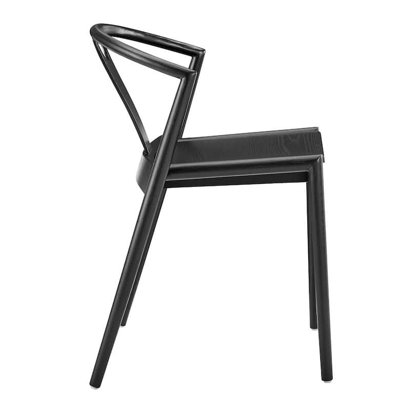 HomeRoots Black Solid Wood Open Back Dining Side Chair - 22.50 in. x 31.00 in. x 22.00 in.