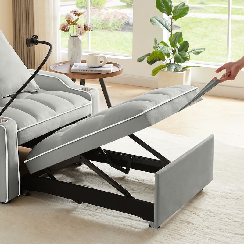 GDFStudio - Flora Modern 3-in-1 Convertible Sleeper Chair Sofa Bed, Adjustable Pull-Out Sofa with Storage