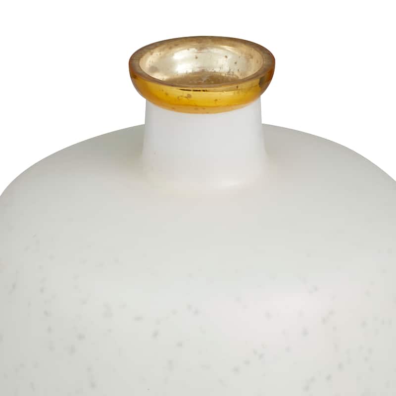 White or Blue Glass Vase with Gold Rim