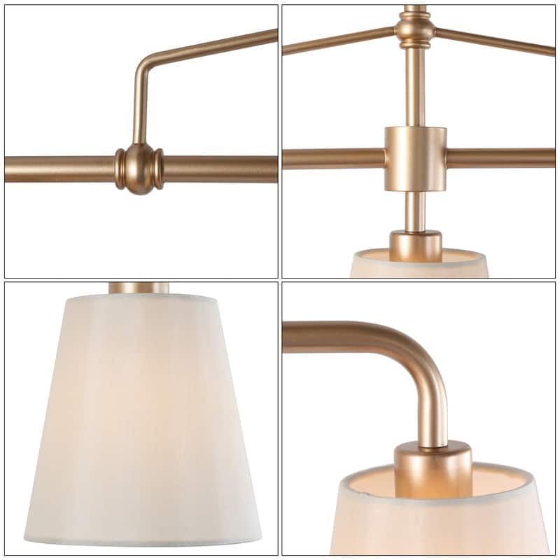 Fabrey Modern Gold 3-light Linear Chandeliers Fabric Shade Kitchen Island Lights - L26" x W5" x H75"