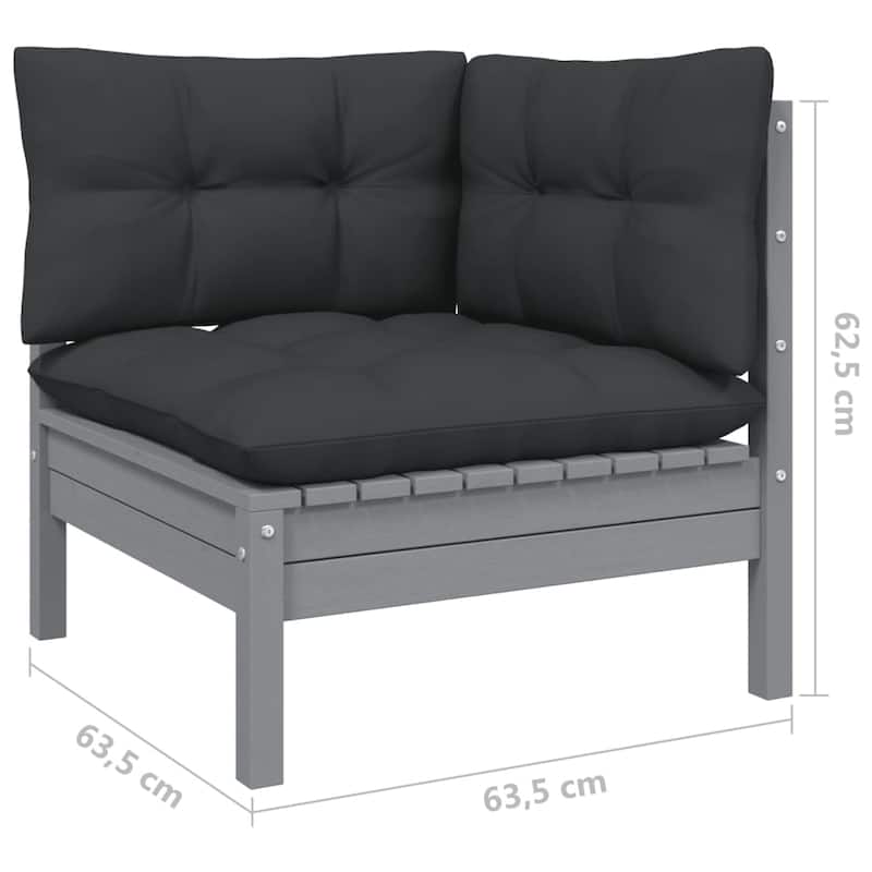 vidaXL Solid Pinewood Patio Lounge Set 12 Piece with Cushions Multi Colors - 25" x 25" x 24.6"