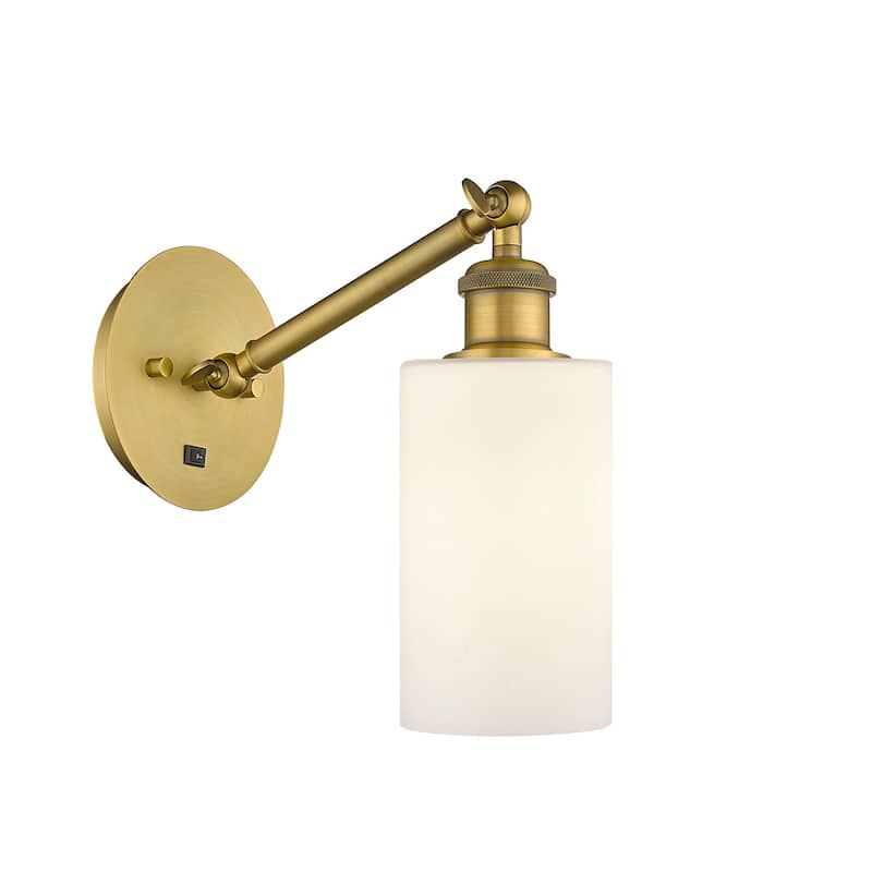 Innovations Lighting 317-1W-13-5 Clymer Sconce Clymer 13" Tall Wall - Brushed Brass / Matte White