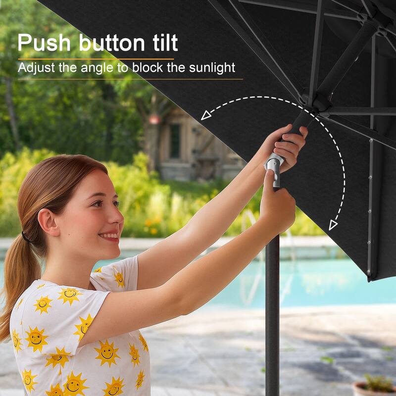 LIVOOSUN 6x9Ft LED Patio Umbrella Weather Resistant Table Umbrella