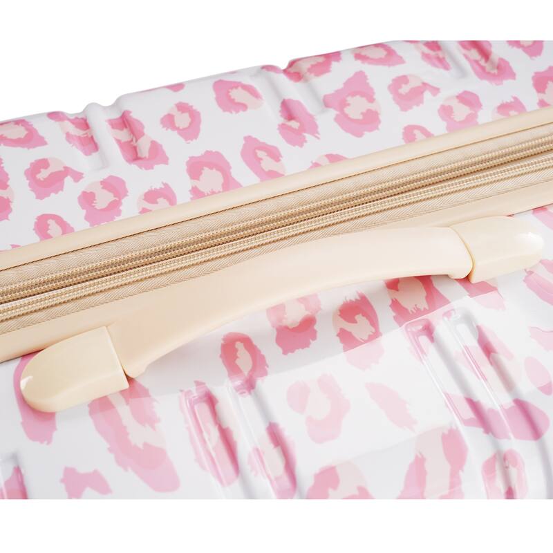 3-Piece, Modern Luggage Sets, Expandable Luggage with Silicone Handles and TSA Lock, for Boarding Travel, Pink Leopard