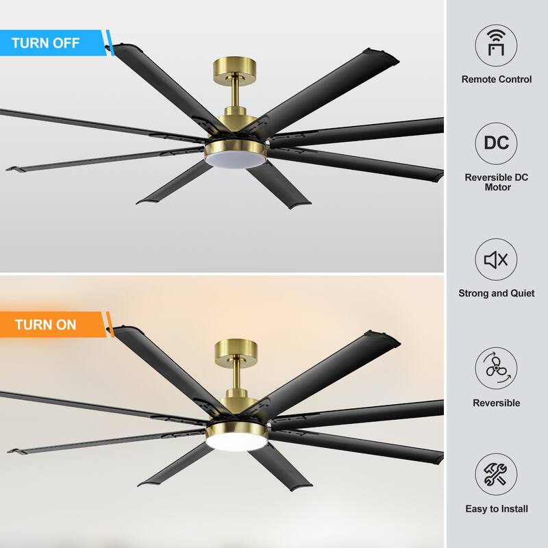 72 in. Integrated LED Indoor Black-Aluminum-Blade Ceiling Fans with Light and Remote