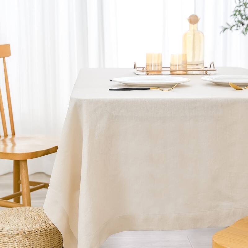 DriftAway 100 Percent Pure Linen Rectangle Decorative Table Cloth - 55" Width X84" Length