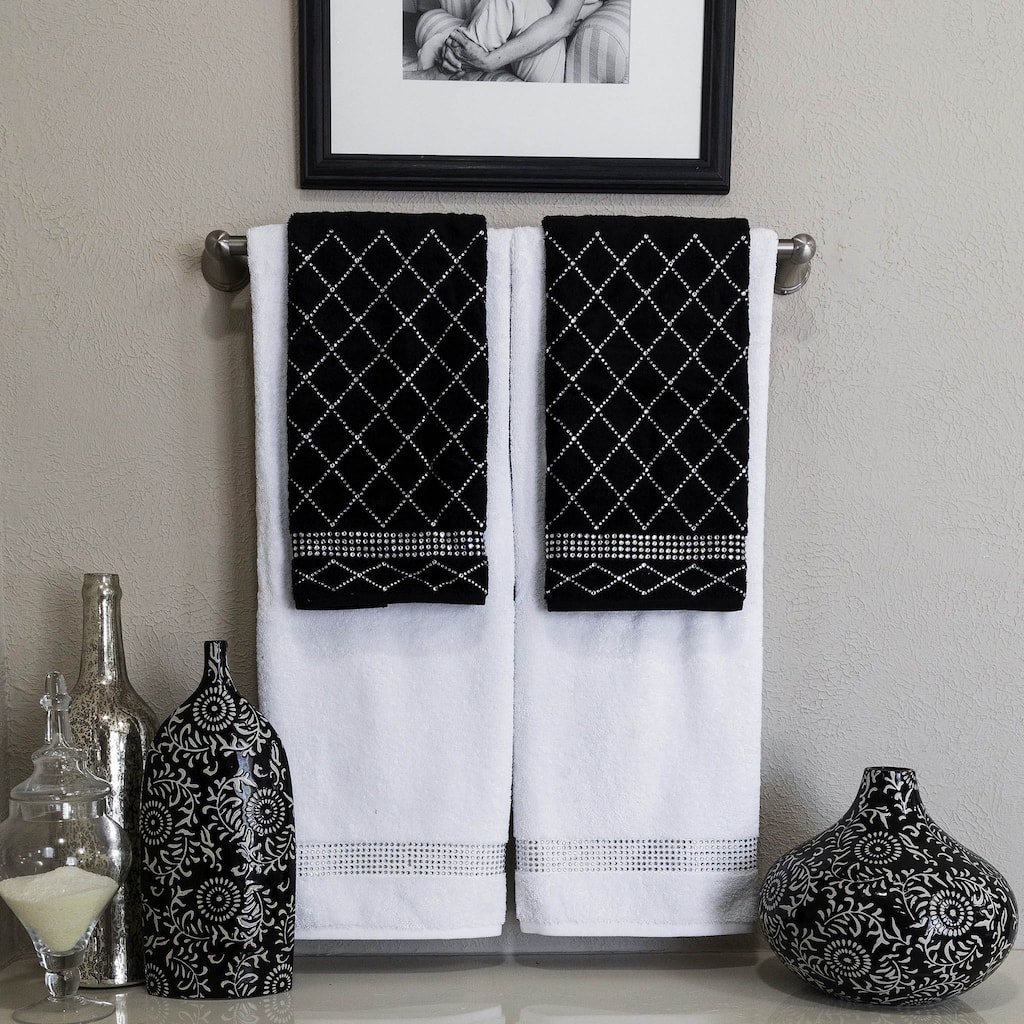 Sparkles Home Atlas Rhinestone Hand Towel (Set of 2)