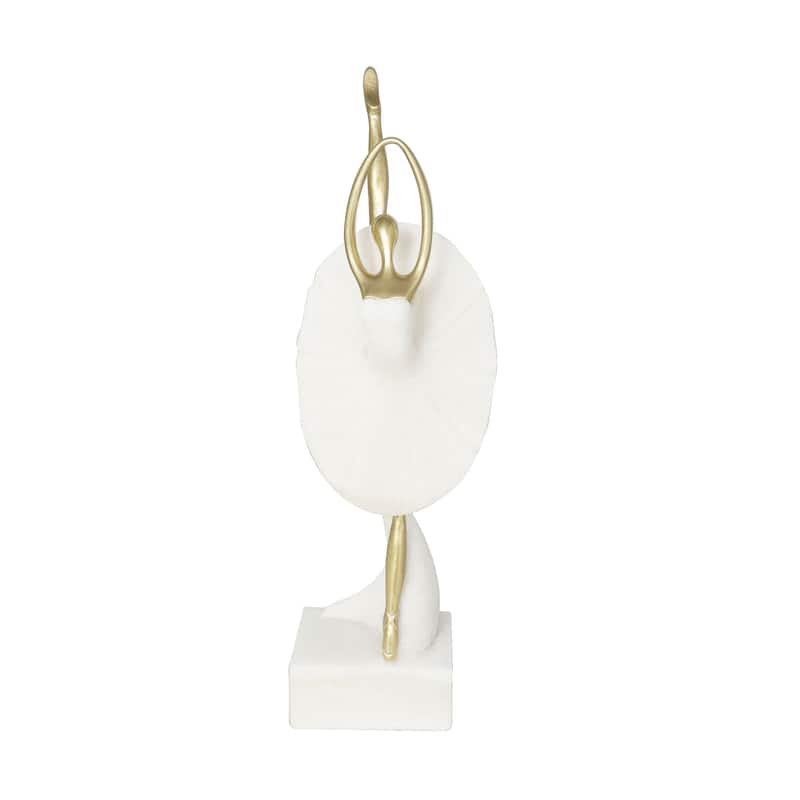 Black Marble Gymnast Decorative Sculpture with Gold Cube Base