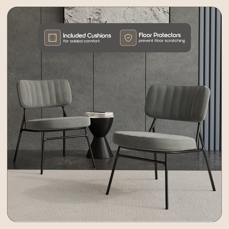 Marilane Modern Set of 2 Velvet Upholstered Accent Chairs with Sturdy Metal Legs for Home Office and Lounge Living Room
