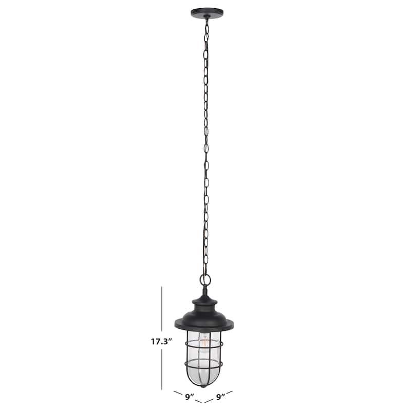 SAFAVIEH Lighting Sama 9" Modern & Contemporary Outdoor Pendant - 9" W x 9" D x 17" H - Black - 9Wx9Dx17H