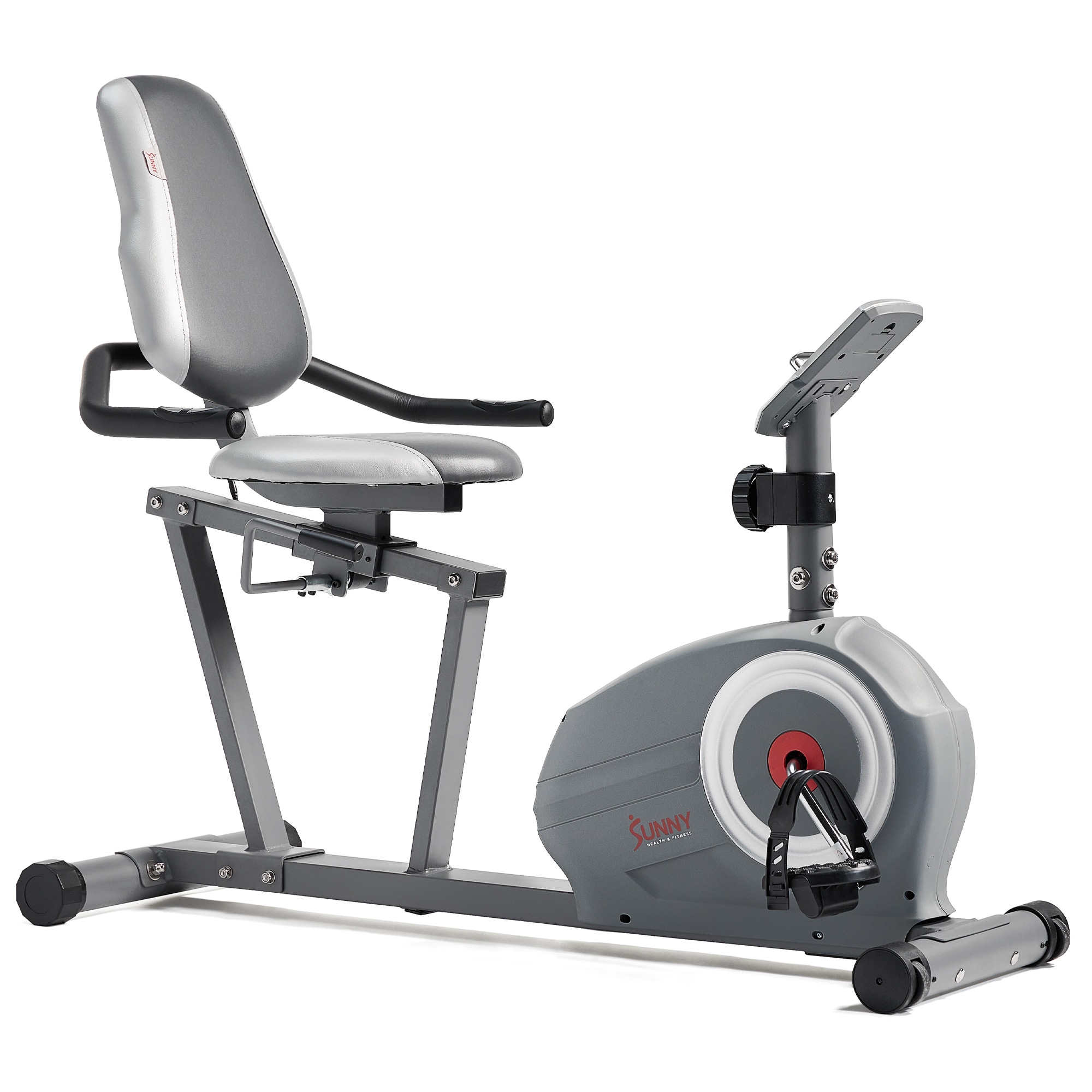 Sunny Health Fitness Essentials Series Magnetic Smart Recumbent Bike With Exclusive SunnyFit App Enhanced Bluetooth Connectivity SF RB422003