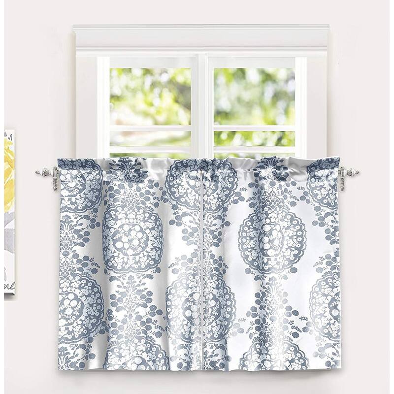 The Curated Nomad Alameda Damask Print Room Darkening Kitchen Tier Pair