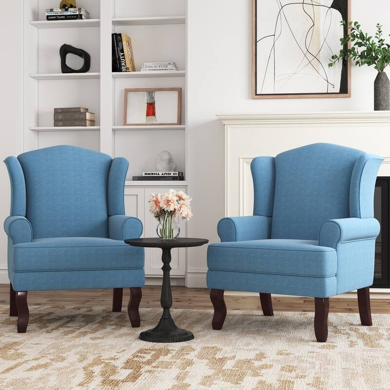 Elegant Living Room Wing Back Arm Chair Upholstered Accent Chair