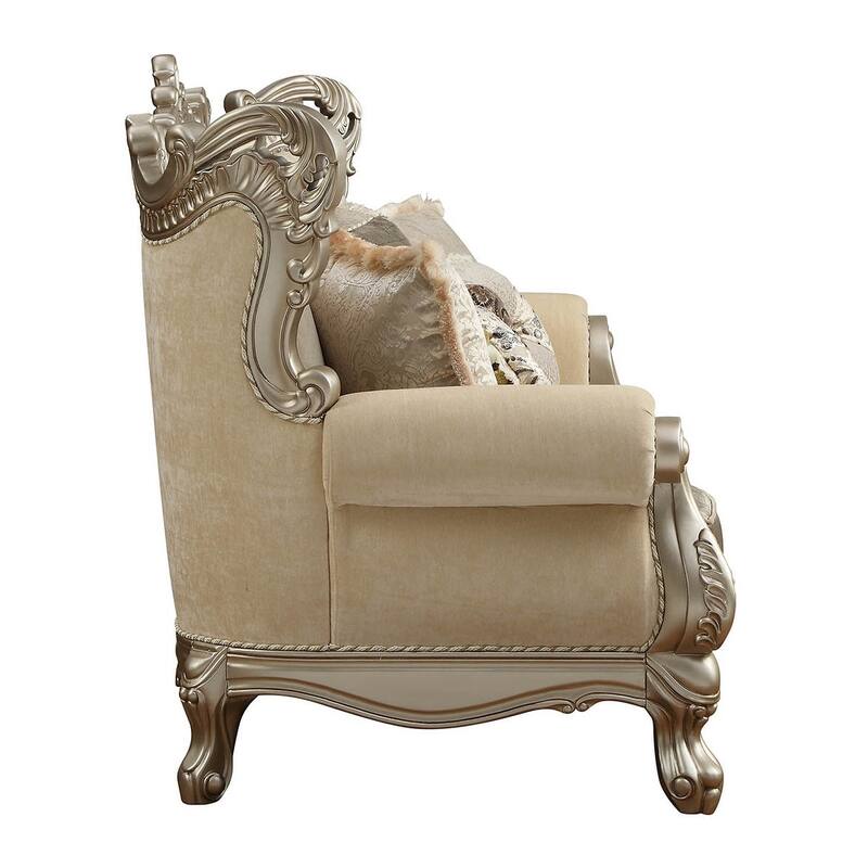 Jacks Beige and Champagne Sofa with 7-Pillow