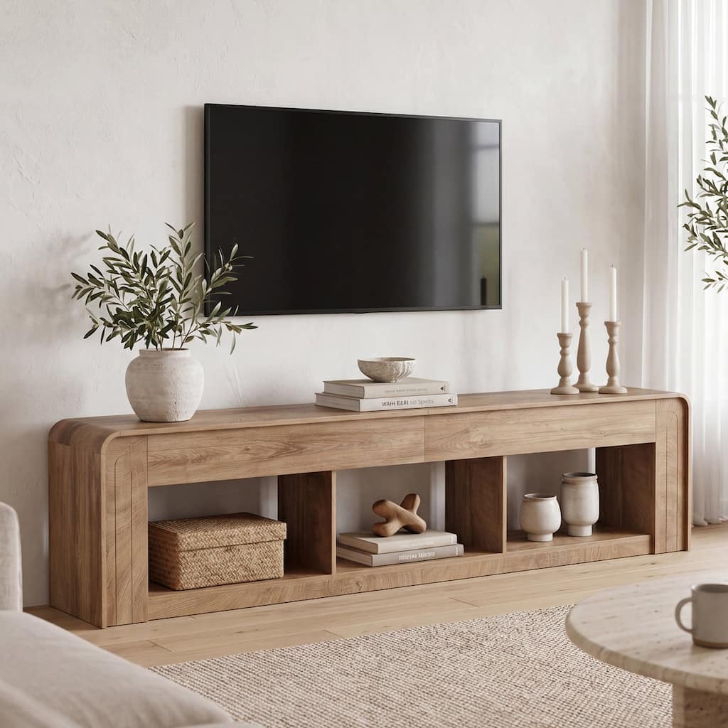 86.6" TV Stand for TVs Up to 85 Inches, Extra Long Entertainment Center with Open Storage