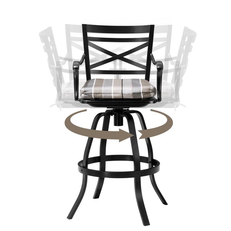 Outdoor Patio Bar Stools Aluminum Swivel Bar Chair with Sunbrella Cushion - 21.7 in W x 16.5 in D x 46 in H