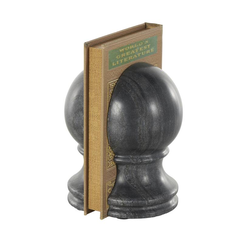 Black or White Marble Sleek Orb Globe Decorative Bookends (Set of 2)