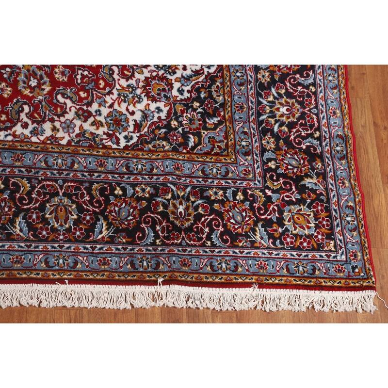 Red Floral / Traditional Kashan Turkish Rug Machine-Made Carpet - 9'7" x 12'10"
