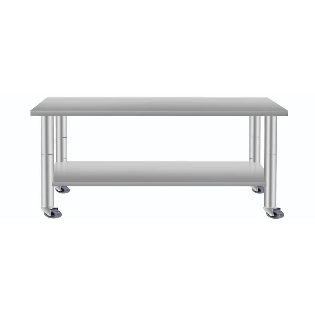 Stainless Steel Work Table - Commercial Table with Wheels & Shelf
