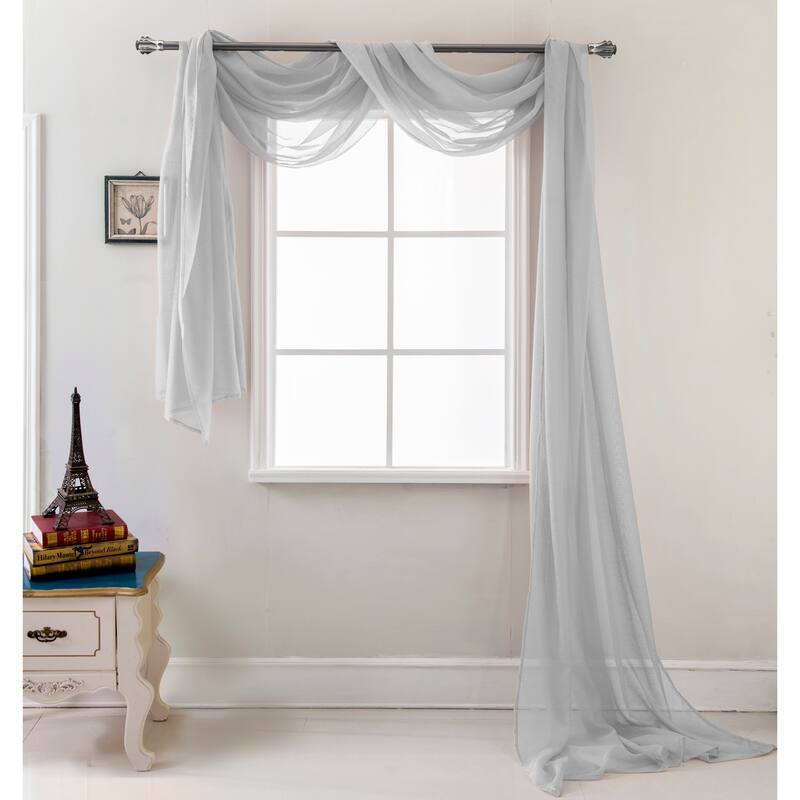 Celine Solid Sheer Curtain Canopy Bed Wedding Scarf - Silver