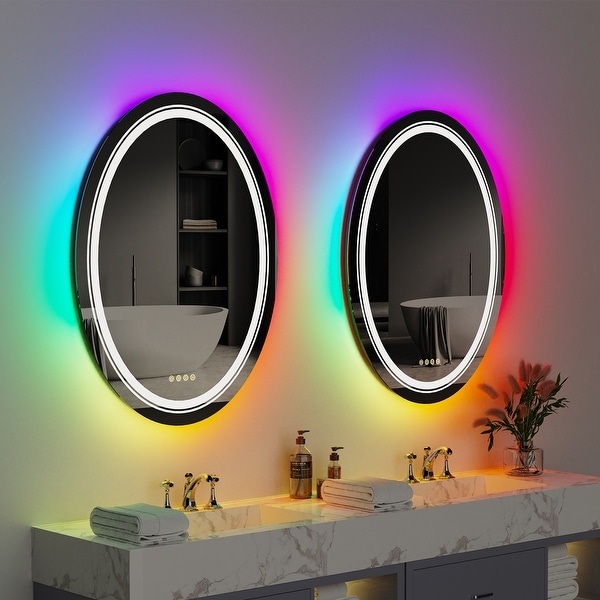 Small wall mirror with lights on sale