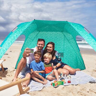 137x98x78 inch Polyester Fabric Fiber Pole Beach Shelter Awning Color