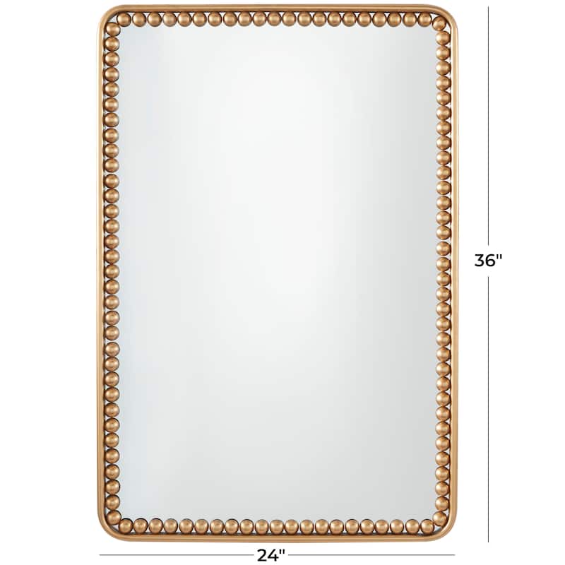 CosmoLiving by Cosmopolitan Metal Wall Mirror with Beaded Detailing - Dark Gray, Gold, Silver