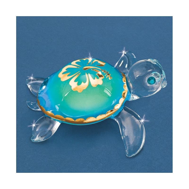 Curata Aloha Sea Turtle Handcrafted Glass Figurine