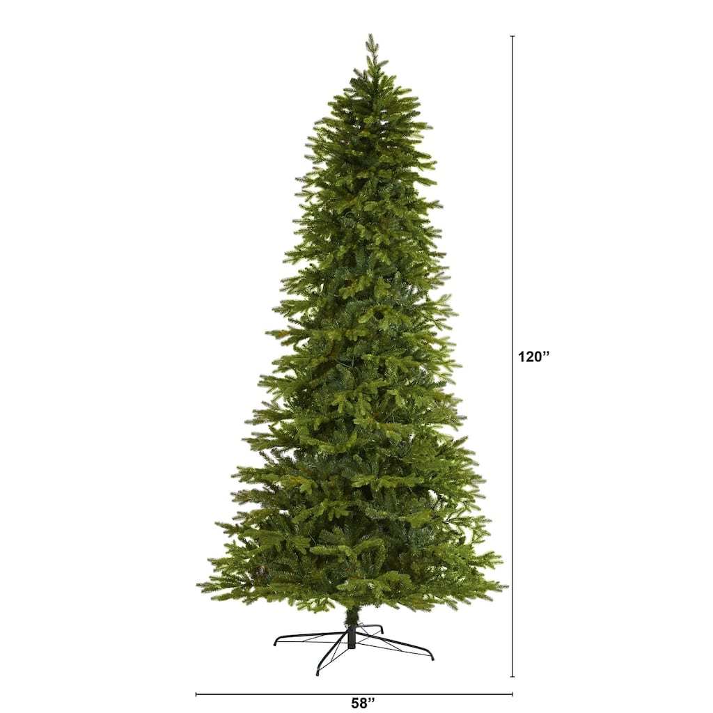 10ft. Fir Natural-Look Artificial Christmas Tree with 3514 Branches - Towering Seasonal Holiday X-Mas Centerpiece