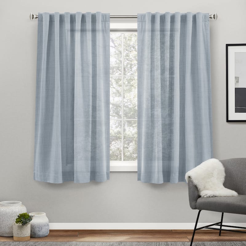 ATI Home Bella Sheer Hidden Tab Top Curtain Panel Pair - 54x63 - Melrose Blue