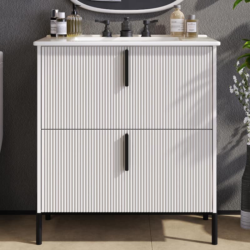 Bathroom Vanity with Ceramic Sink and Drawers