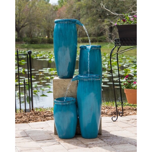 Mezzo Blue Glaze Finish Indoor/Outdoor Floor Fountain