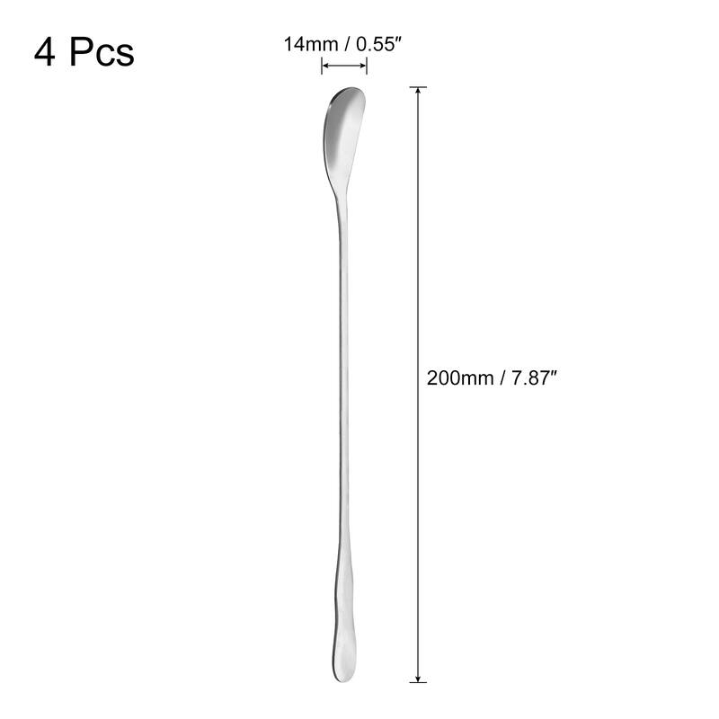 Stainless Steel Stirring Spoon, 4Pcs 7.87-Inch Long Handle Spoon - Silver