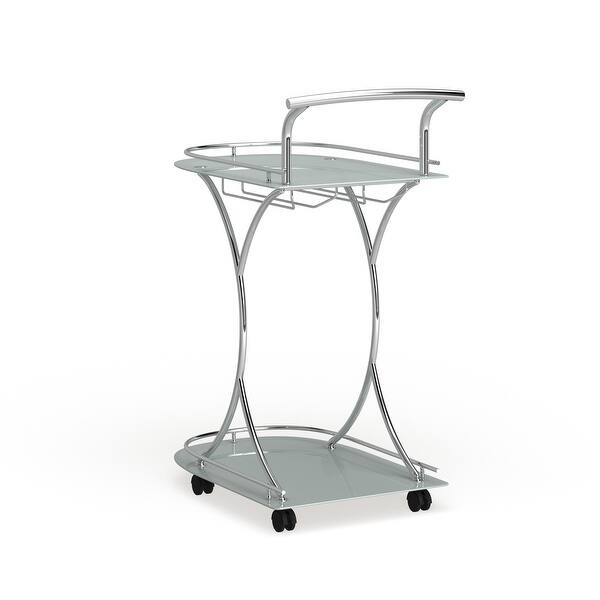 Shop White Glass Chrome Modern Bar Cart 26 50 X 15 75 X 33 75