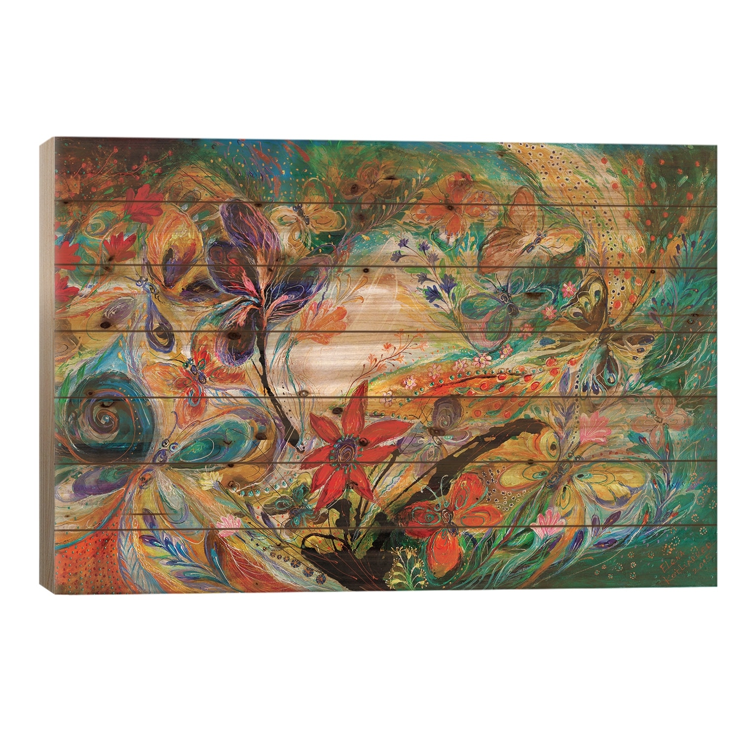 The Dancing Butterflies Print On Wood by Elena Kotliarker - Multi-Color
