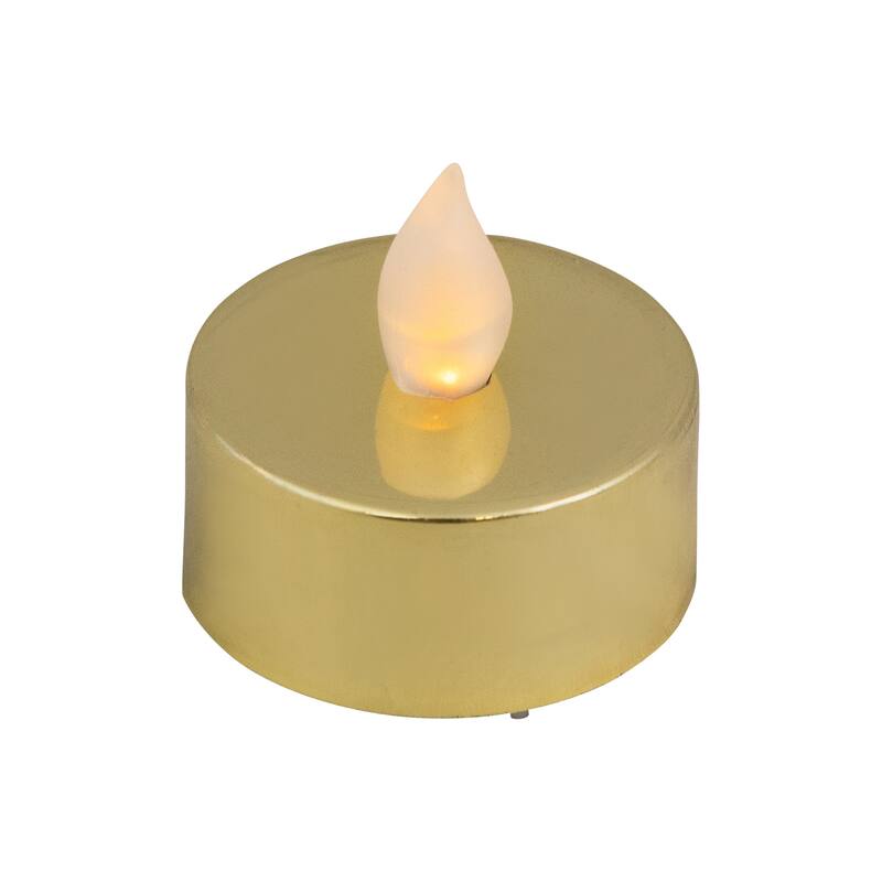 LED Lighted Flameless Flickering Tea Light Candles - Metallic Gold - Set of 4